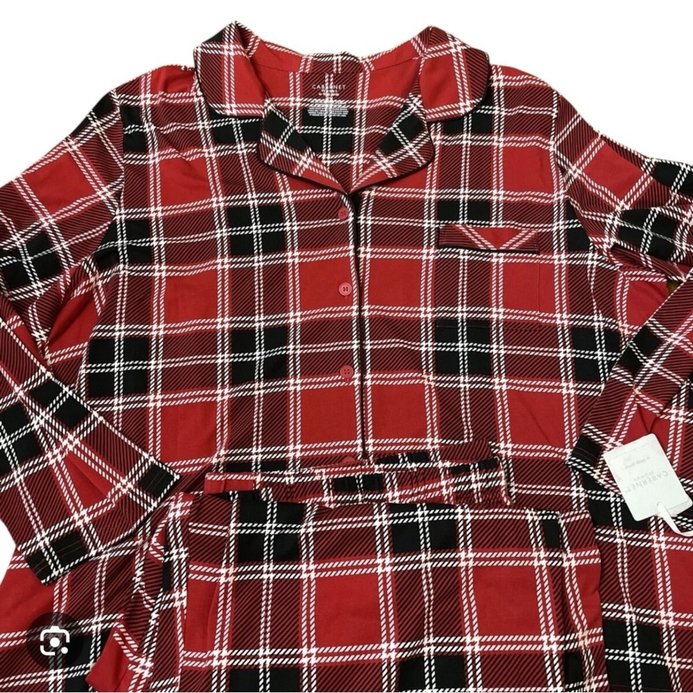 Cabernet Red and Black 2 Piece Pajama Set Size 3X